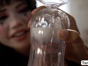 Letting my TS friend use my pussy as a sex toy