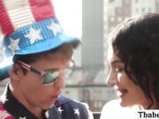 American big cock bareback fucks TS curly hair