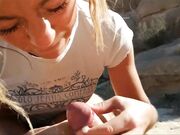 Public Blowjob in Petra - Amateur Babe Swallows Cum