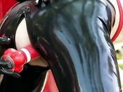 Unique mistress Latex Lucy spanks her latex coated slave Paige Delight