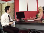 Young buddy eats phat ass of boss lady Kelly Staxxx on his job interview