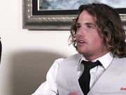 Lady boss Romi Rain orders young dude eat her hungry cunt