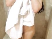 Daniela Duran in shower cleaning up after a golden shower on onlyfans