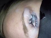 Blonde Babe Enjoys Cumshot in Her Eye