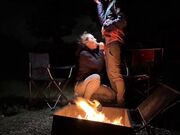 Rough Sex in a Public Park - Big Tits Exposed by the Fire!