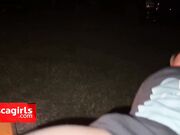 Rough Sex in a Public Park - Big Tits Exposed by the Fire!