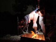 Rough Sex in a Public Park - Big Tits Exposed by the Fire!