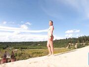 Nude Walk: Blonde Russian Teen's Naughty Sand Pit Adventure