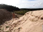 Nude Walk: Blonde Russian Teen's Naughty Sand Pit Adventure