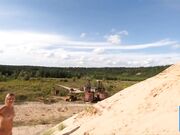 Nude Walk: Blonde Russian Teen's Naughty Sand Pit Adventure