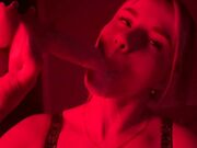 Tattooed Blonde Babe Demonstrates Blowjob Skills