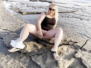 Blonde MILF Masturbates and Squirts on Public Beach