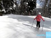 Exhibitionist Skiing: Blonde Flashes in Cable Car