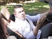 Rich man brings TS hitchhiker and fucks her ass