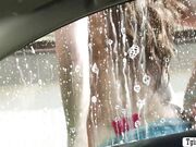 Slut carwashers give this customer a extra anal