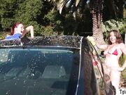 Slut carwashers give this customer a extra anal