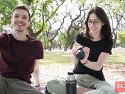 Cute Teen Couple's Public Blowjob at the Park