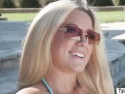 Sexy trans pool girl Avery fucks hot blonde River