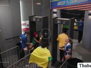 Lucky soccer fan fucks the ass of TS security