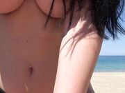 Big-Titted Brunette Teen Amateur Couple Having Hardcore Sex on the Beach