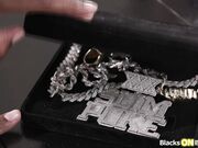 Blonde babe lets black boss use her cunt