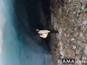 Public Blowjob at Glacier - Amateur Babe Caught in the Cold