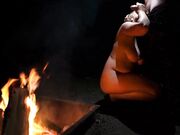 Big-Titted Blonde Blows Cock at Camp