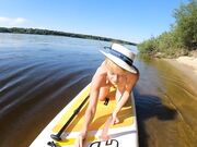 Blonde MILF Plays with Dildo and Gives Blowjob on a SUP Board