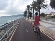 Flashing Hairy Pussy by Taking Off Panties at the Beach Sunset