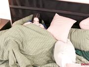 Busty girlfriend almost got caught by bf