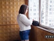 Passer-by Helps Depraved Girl Craving for Dick with a Blowjob and Sex Toy