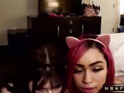 Threesome with Cat Girl in Hotel