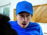 Trans Stepmom fucks the delivery mans enormous cock