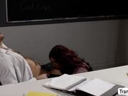 Giving my teacher a titjob to pass my exam
