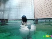 Hot Brunette's Naughty Motel Pool Solo Show