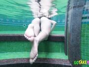 Hot Brunette's Naughty Motel Pool Solo Show