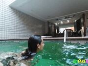 Hot Brunette's Naughty Motel Pool Solo Show